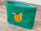 Green Velvet Beaded Lemon Design Pouch