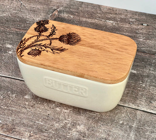 Thistle White Butter Dish