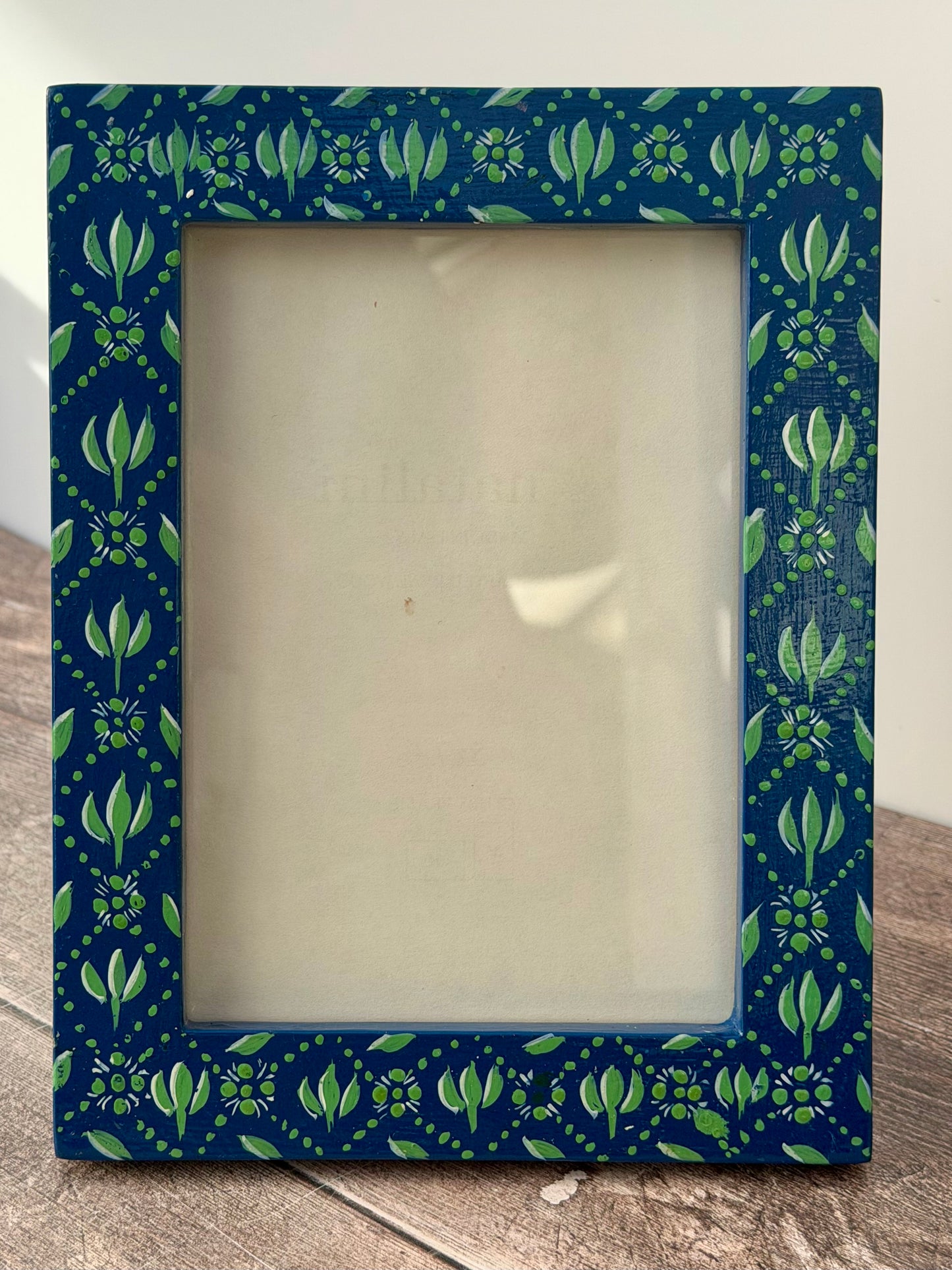 Hand Painted Photo Frame 5’ x 7’ - Blue and Green Design