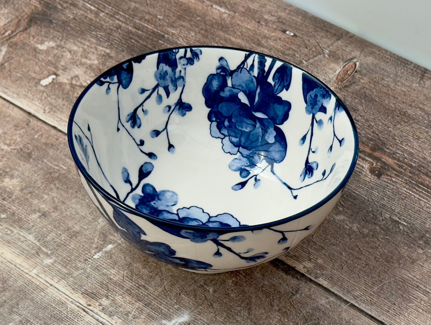 Blue and White Peony Bowl, 15.5cm