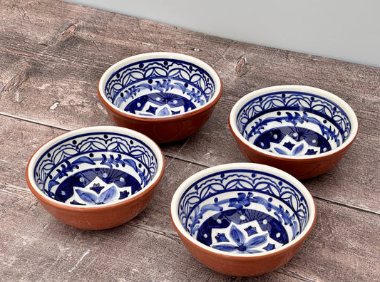 Set of 4 Blue and White Small/Dipping Bowls