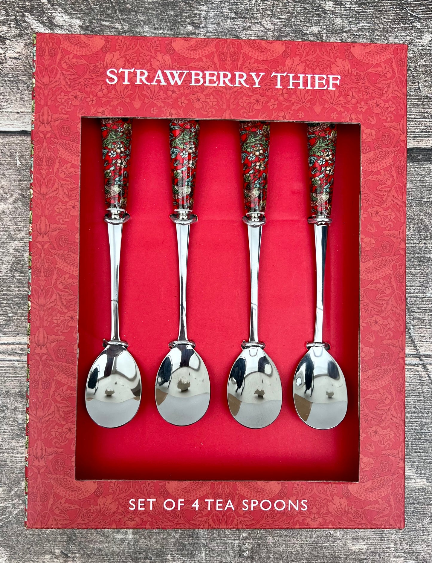 William Morris Strawberry Thief Set of 4 Tea Spoons