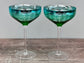 2 Peacock Champagne/Cocktail Saucer Glasses