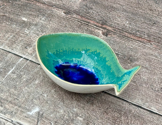 Small Blue Fish Shaped Bowl, 14cm