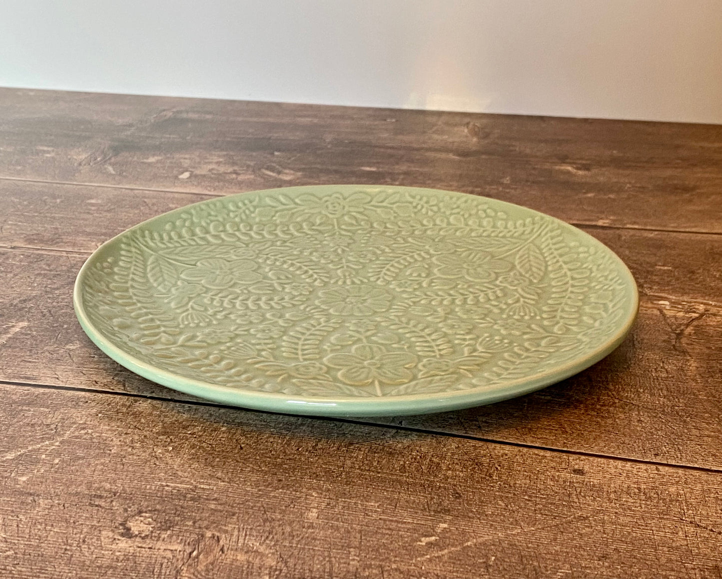 Turquoise Flower Patterned Plate, 22cm