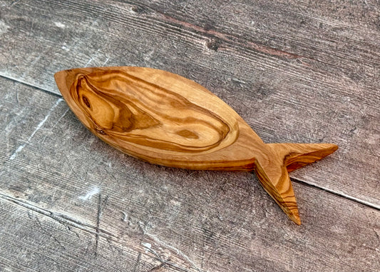 Olive Wood Small Fish Shaped Bowl, 21.5cm