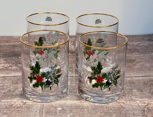 Set of 4 Portmeirion Holly & the Ivy Double Old Fashioned Glasses