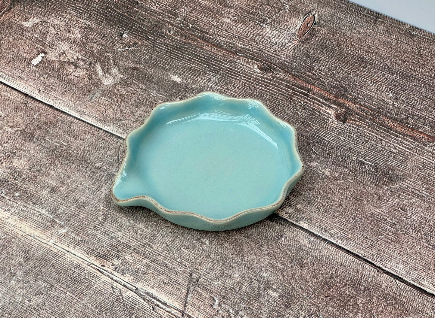 Turquoise Wavy Spoon Rest, 13cm