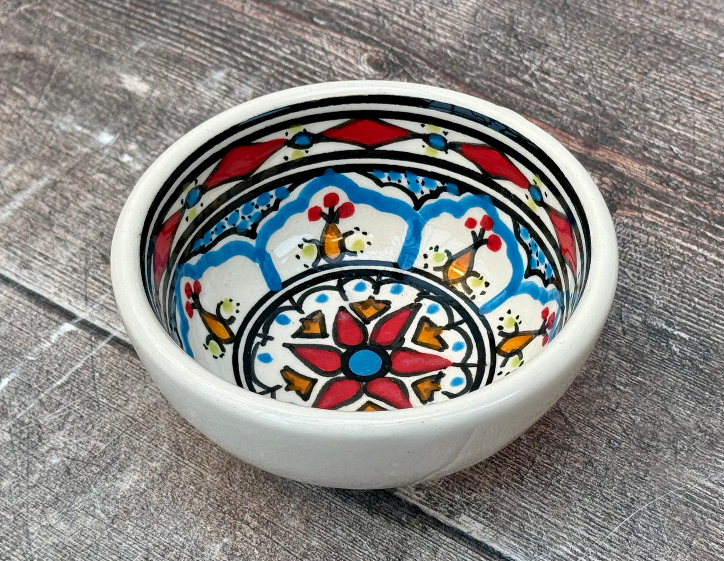 Red Patterned Dipping Bowl, 10.5cm