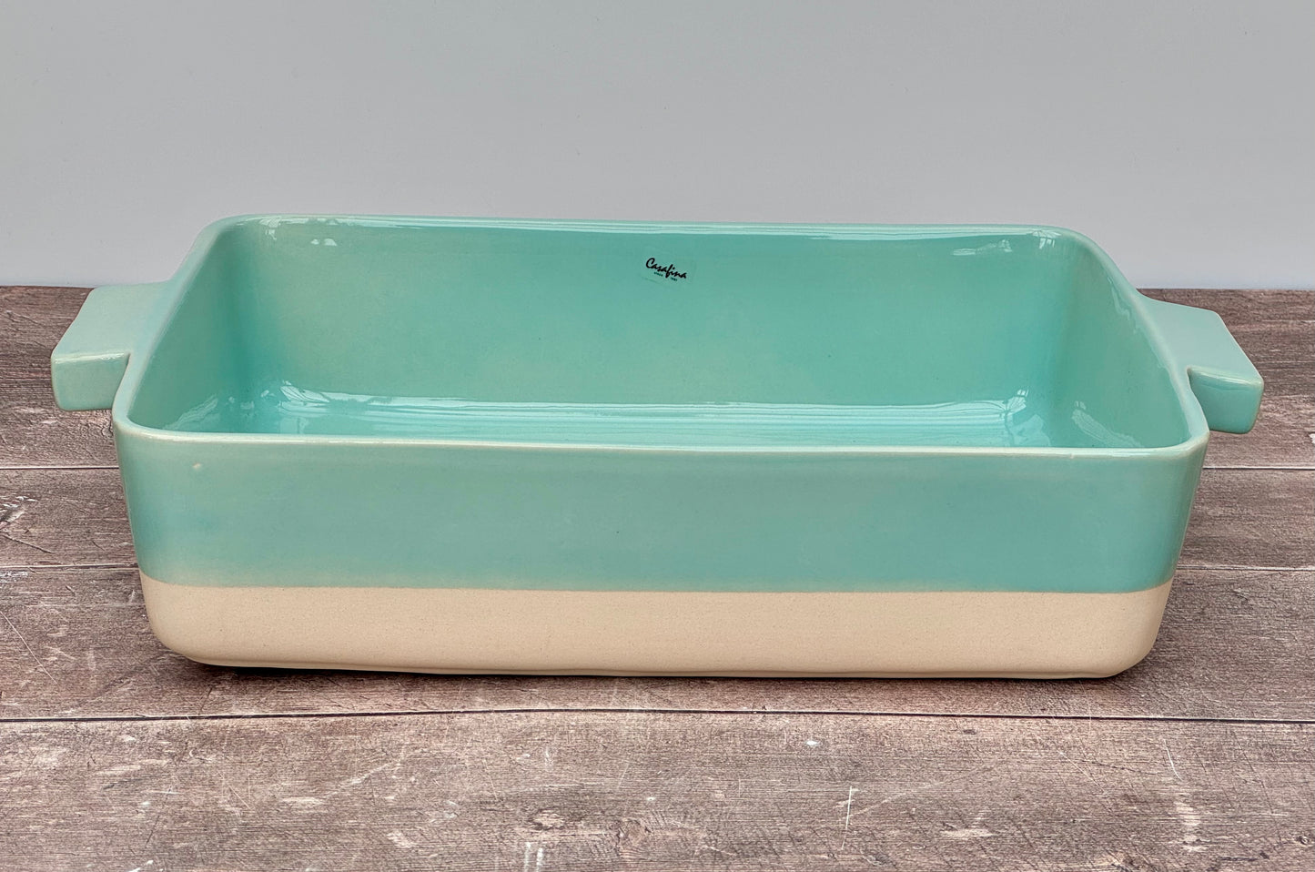 Turquoise and Cream Rectangular Baking Dish, 39.5cm