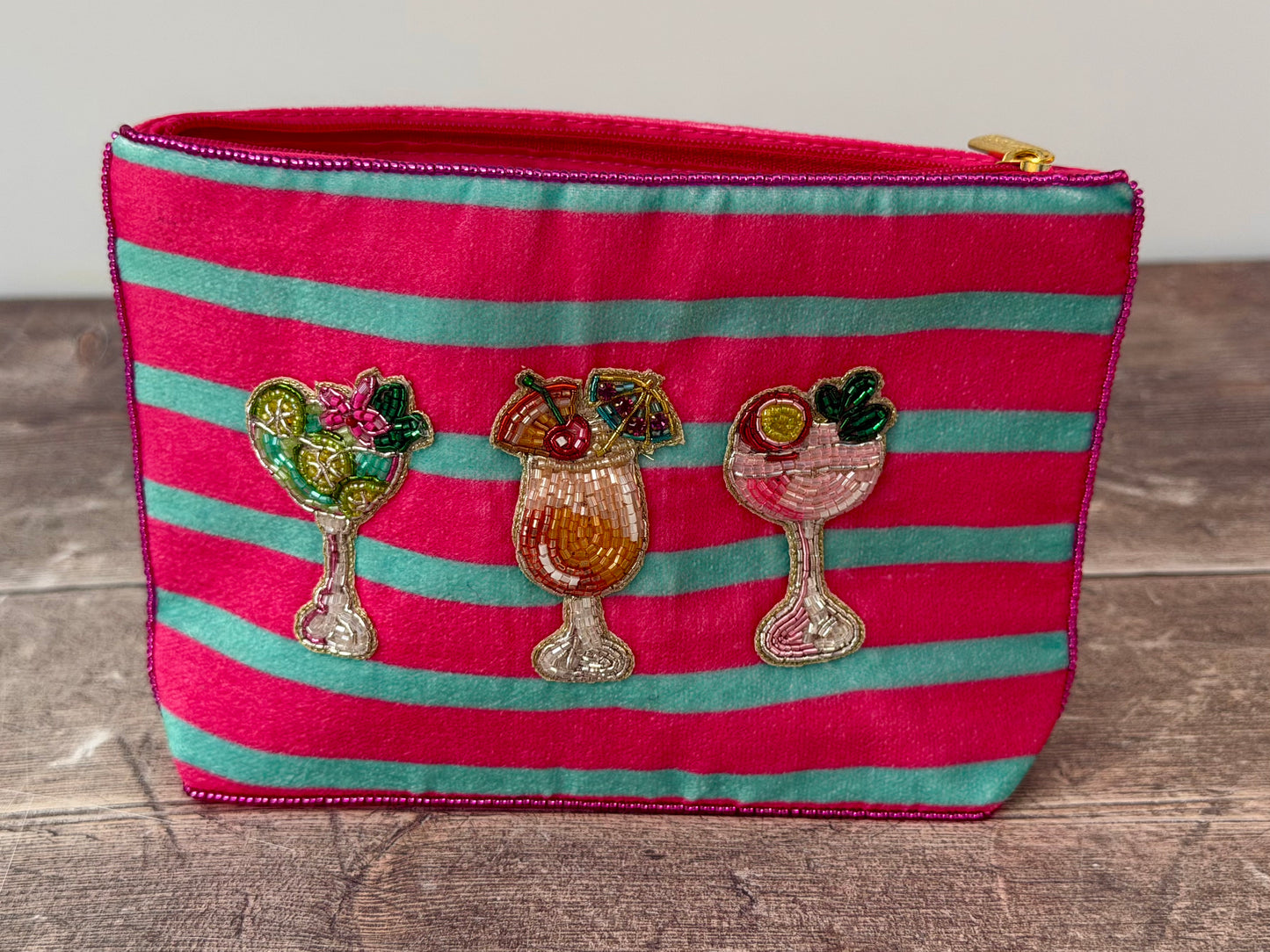 Striped Cocktail Beaded Purse/Case