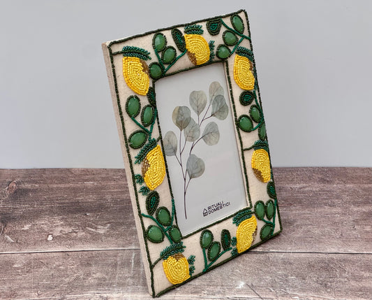 Lemon Beaded Patterned Photo Frame, 5’ x 7’