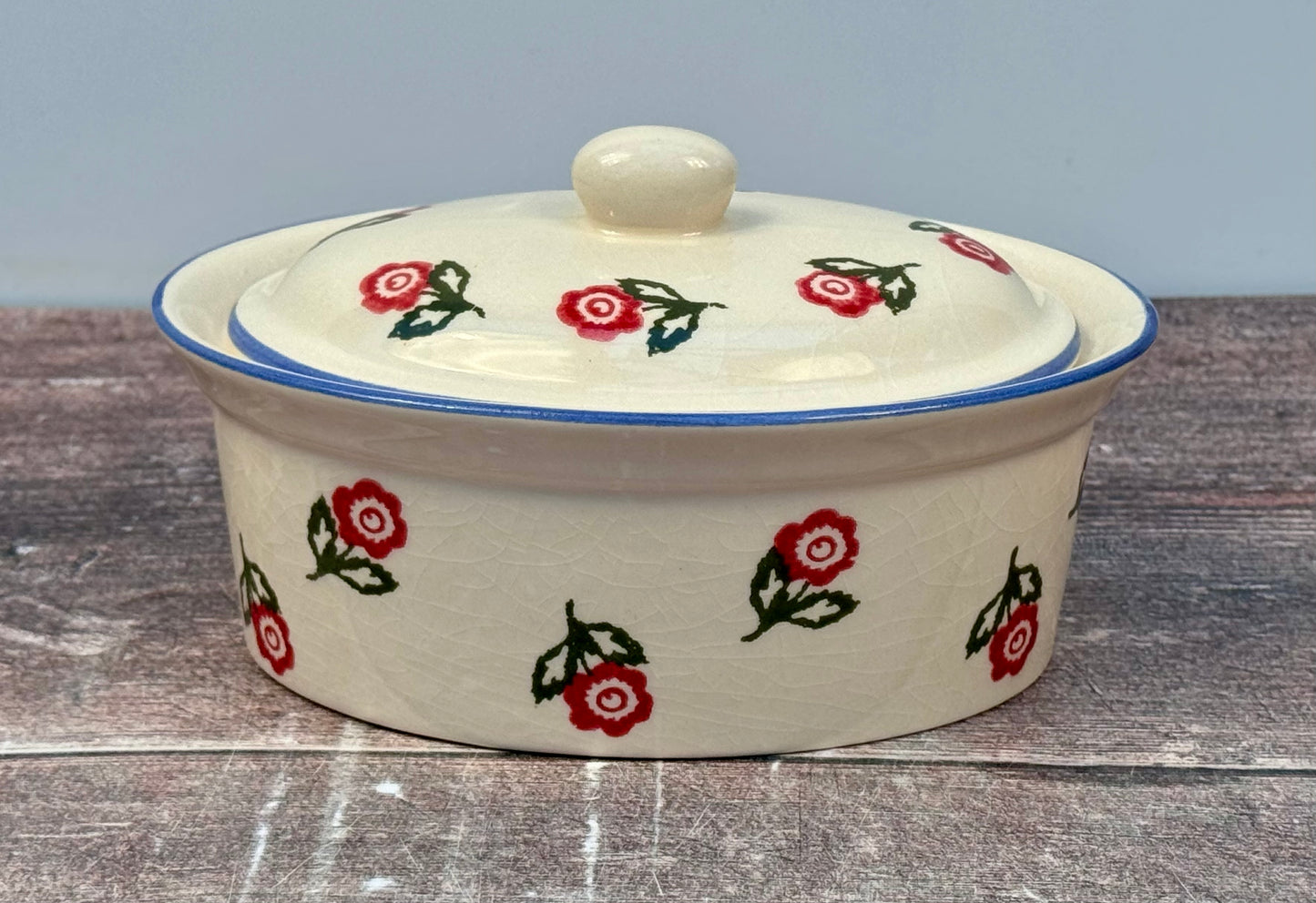 Rose Patterned Butter Dish