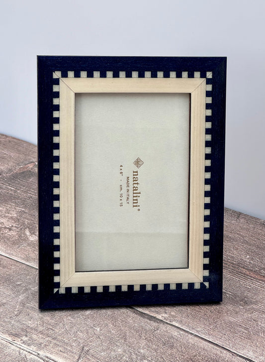 Natalini Navy Chequered Photo Frame 4 x 6