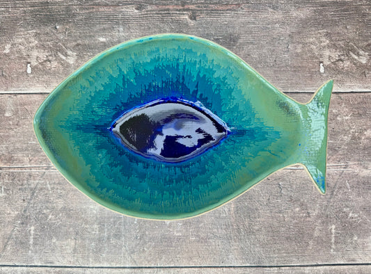 Blue Fish Serving Bowl Dish, 30cm