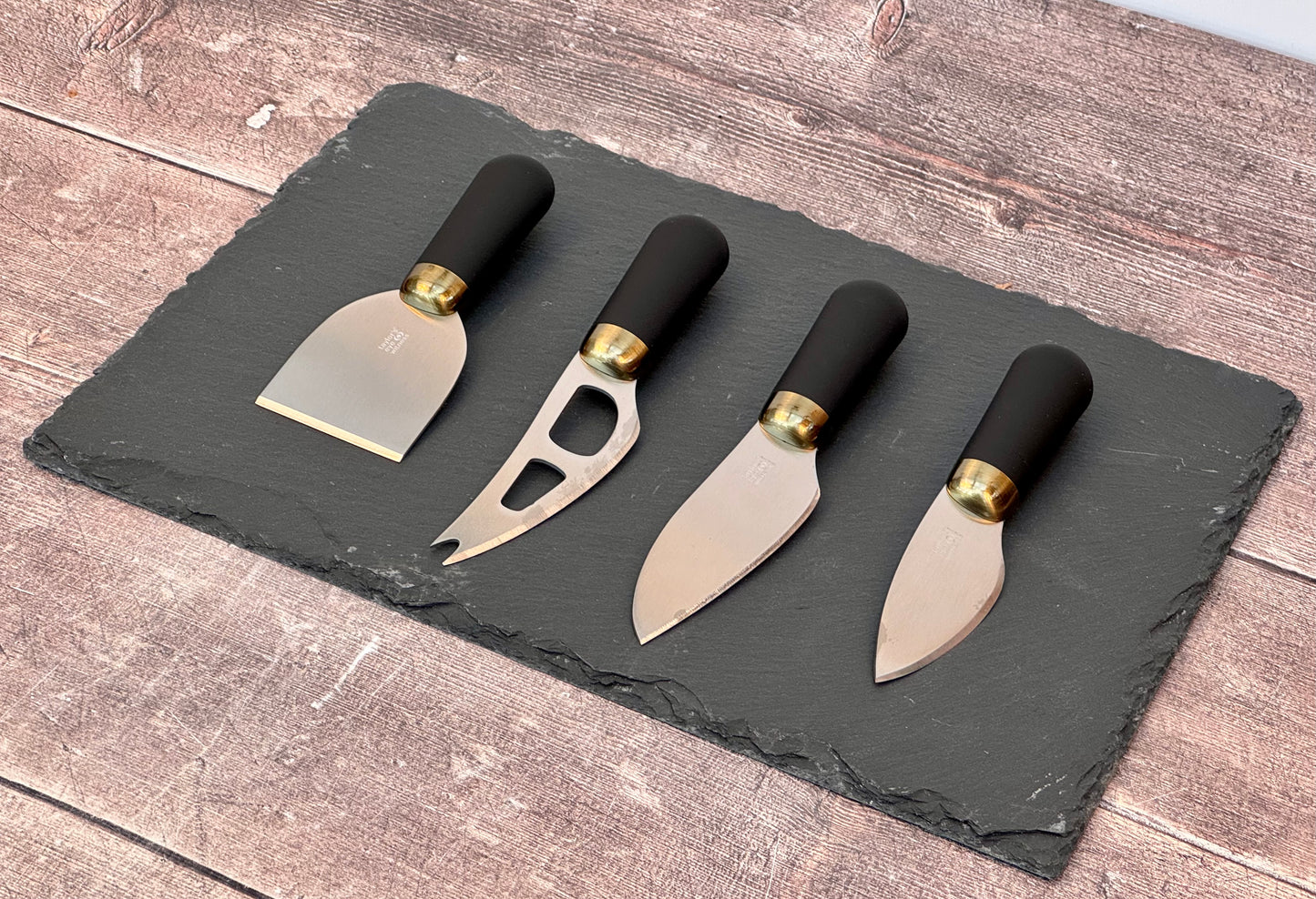 Taylor’s Eye Witness Slate Cheese Board and Brass Knife Set