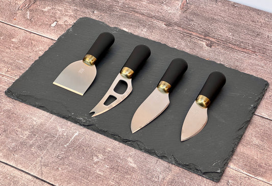 Taylor’s Eye Witness Slate Cheese Board and Brass Knife Set