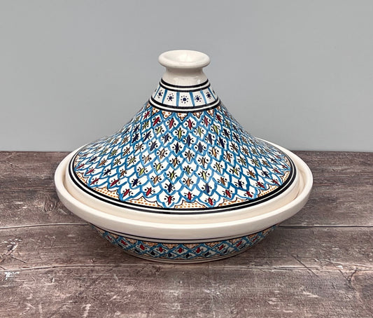 Light Blue Patterned Tagine, 31.5cm