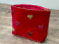 Pink Velvet Beaded Heart Design Pouch