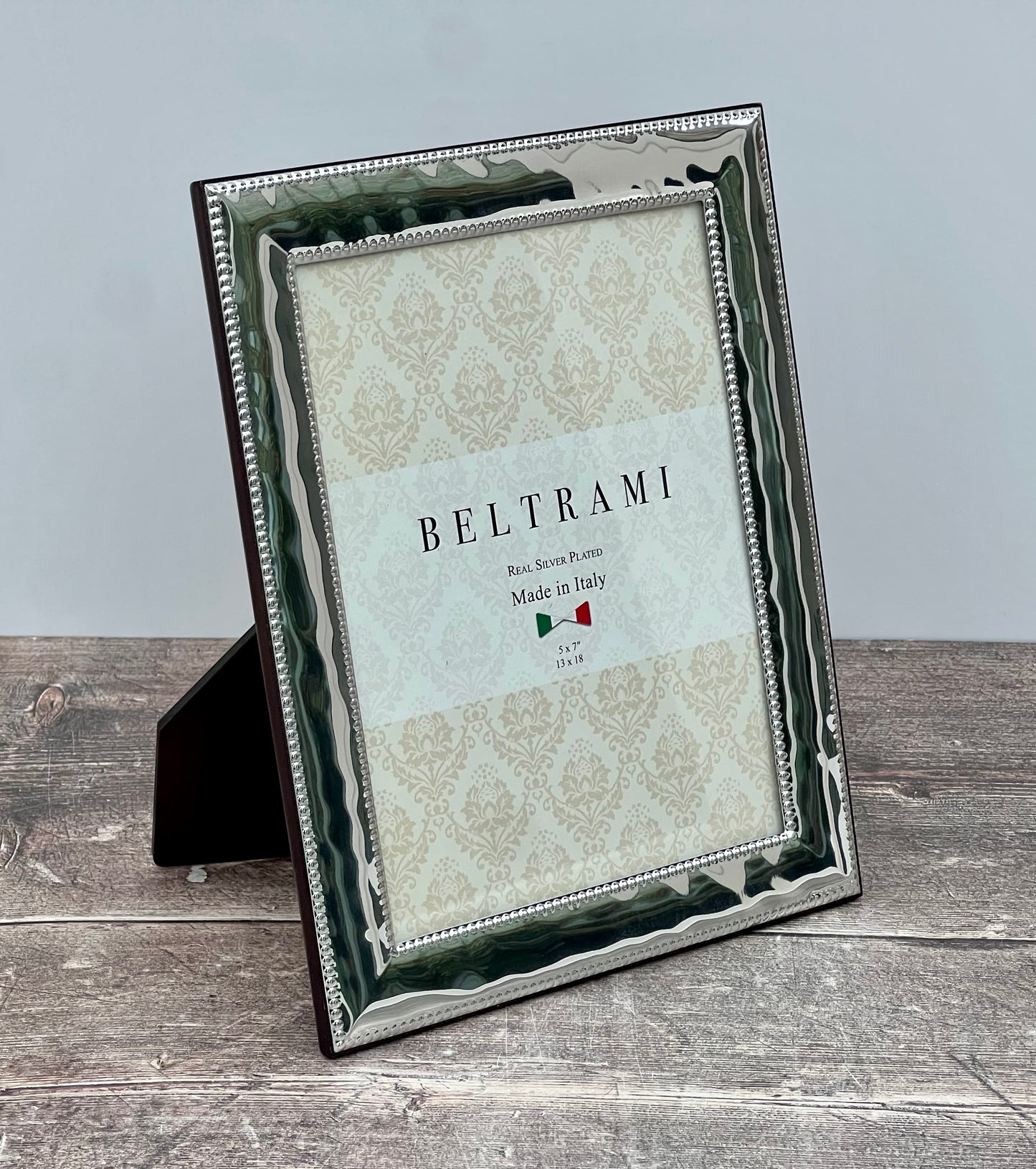 Beltrami Silver Plated Beaded Patterned Photo Frame 5 x 7