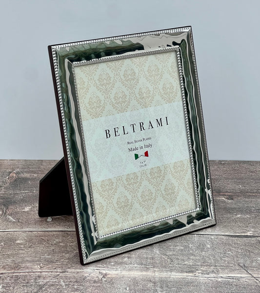 Beltrami Silver Plated Beaded Patterned Photo Frame 5 x 7