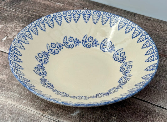 Blue and White Flower Patterned Pasta/Serving Bowl, 23.5cm