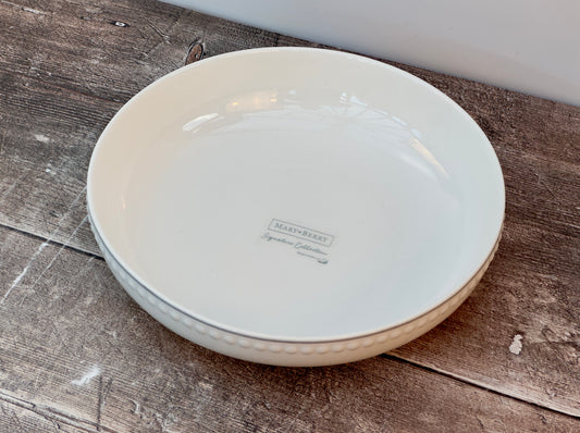 White Mary Berry Beaded Serving / Pasta Bowl, 21.5cm