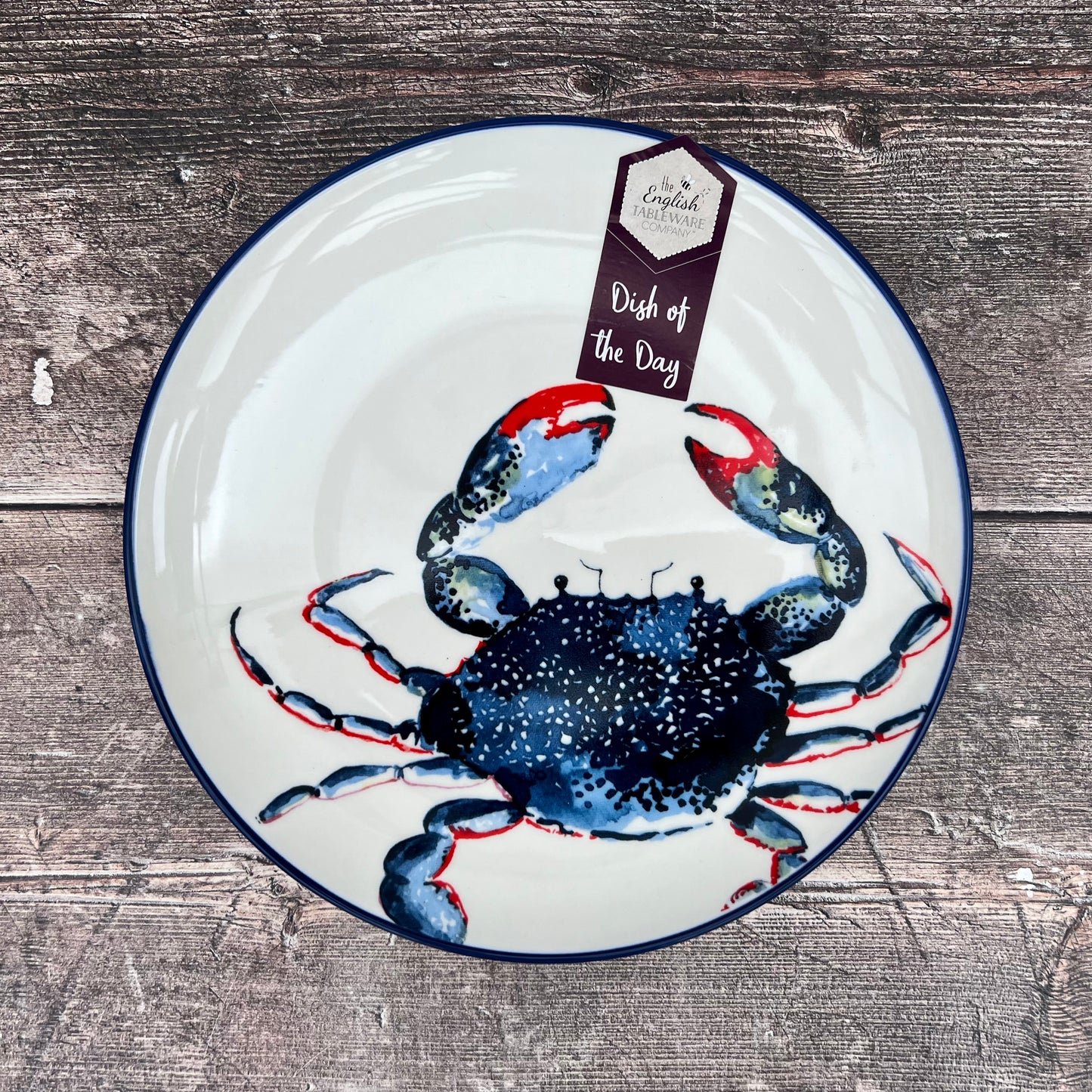 Blue & White Crab Patterned Plate, 20.5cm