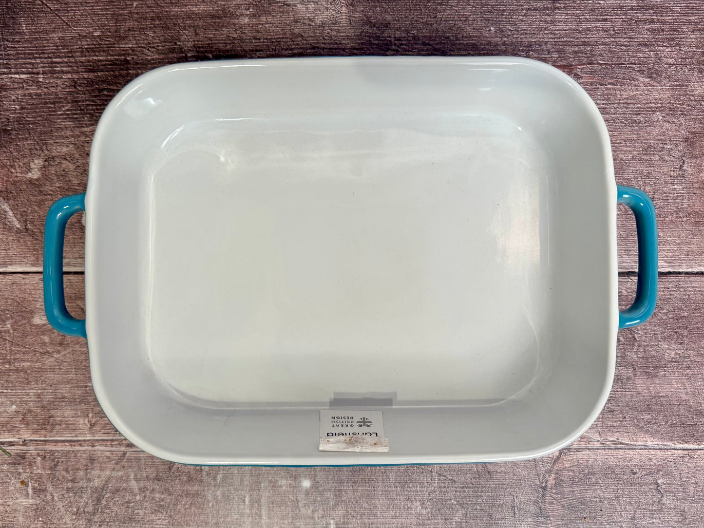 Teal Leaf Patterned Rectangular Baking Dish with Handles, 26.5cm