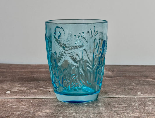 1 Blue Seaside Patterned Glass Tumbler