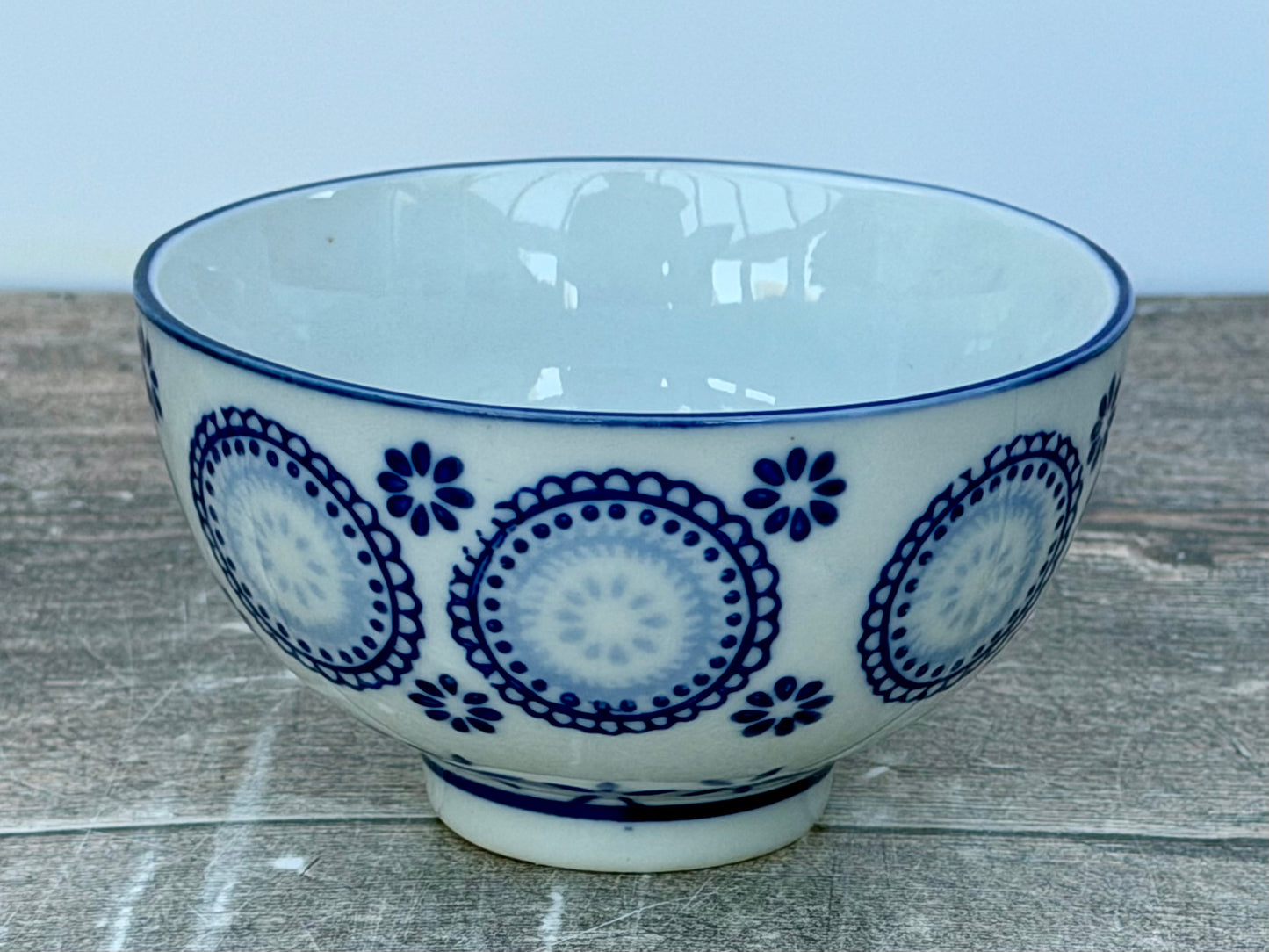 Blue and White Circular Patterned Small Bowl, 11cm