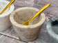 Set of 3 Marble Salt Pots and Spoons