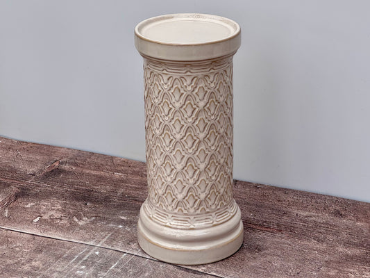 Cream Patterned Pillar Candle Holder, 25.5cm