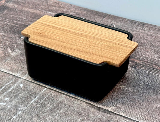 Black Butter Dish with Oak Lid