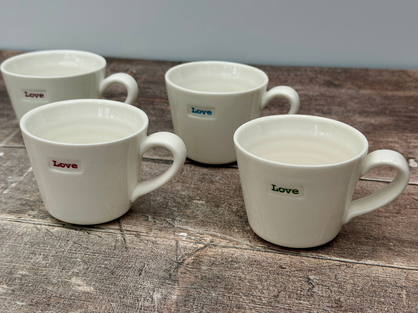 Set of 4 White ‘love’ Espresso Mugs