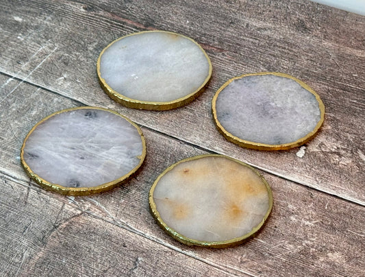 Set of 4 White Agate Coasters