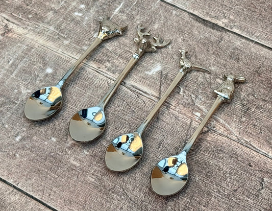 Set of 4 Country Animal Handle Tea Spoons