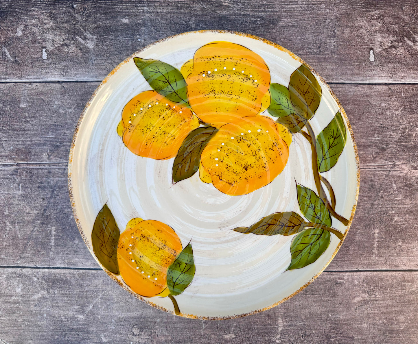 White and Yellow Lemon Patterned Serving Plate, 33cm