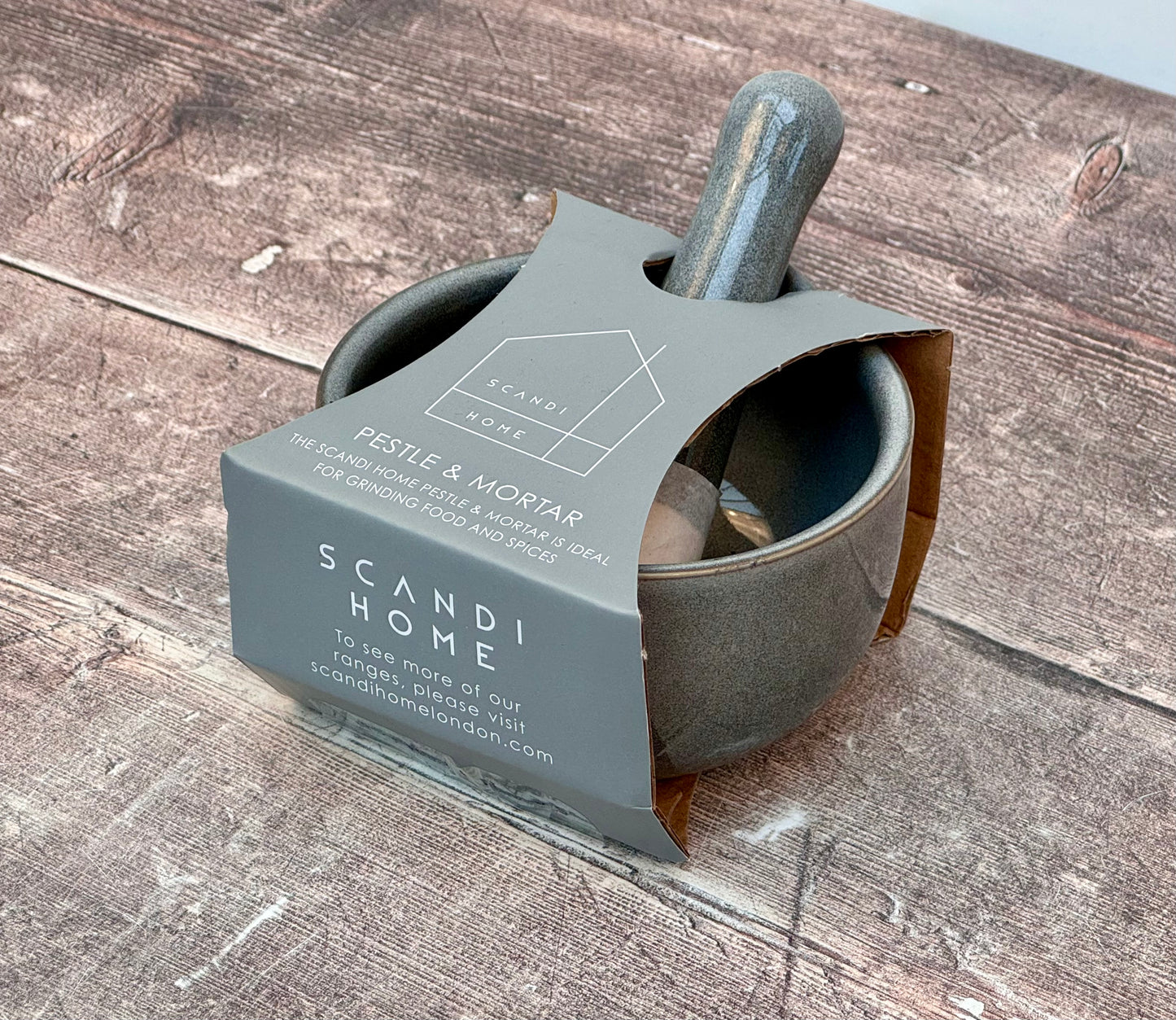 Scandi Home Grey Smooth Pestle and Mortar