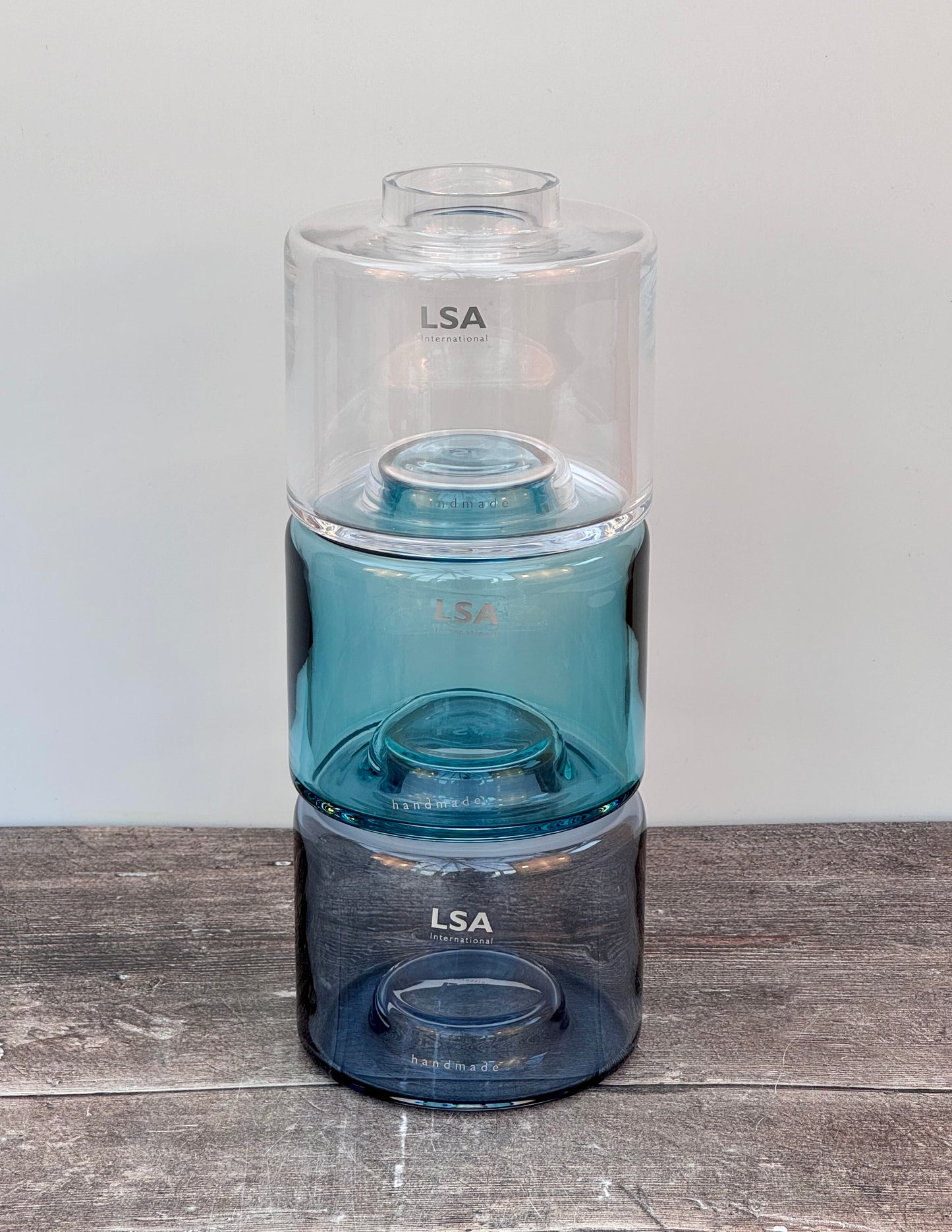 LSA Blue Stacking Vases, 3 pieces