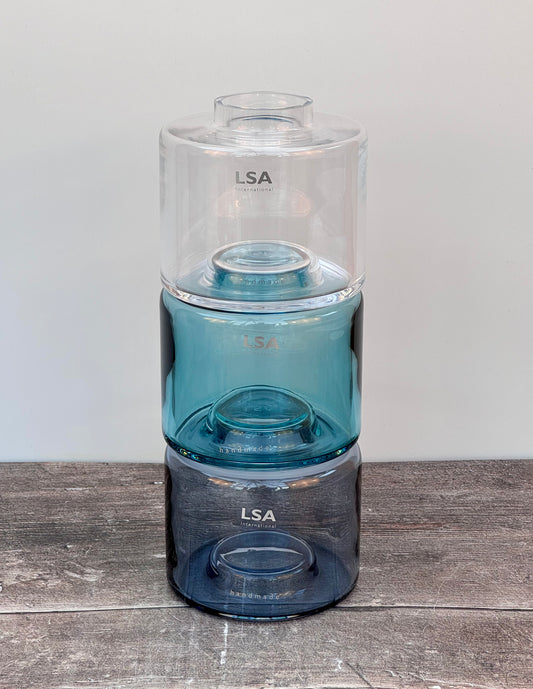 LSA Blue Stacking Vases, 3 pieces