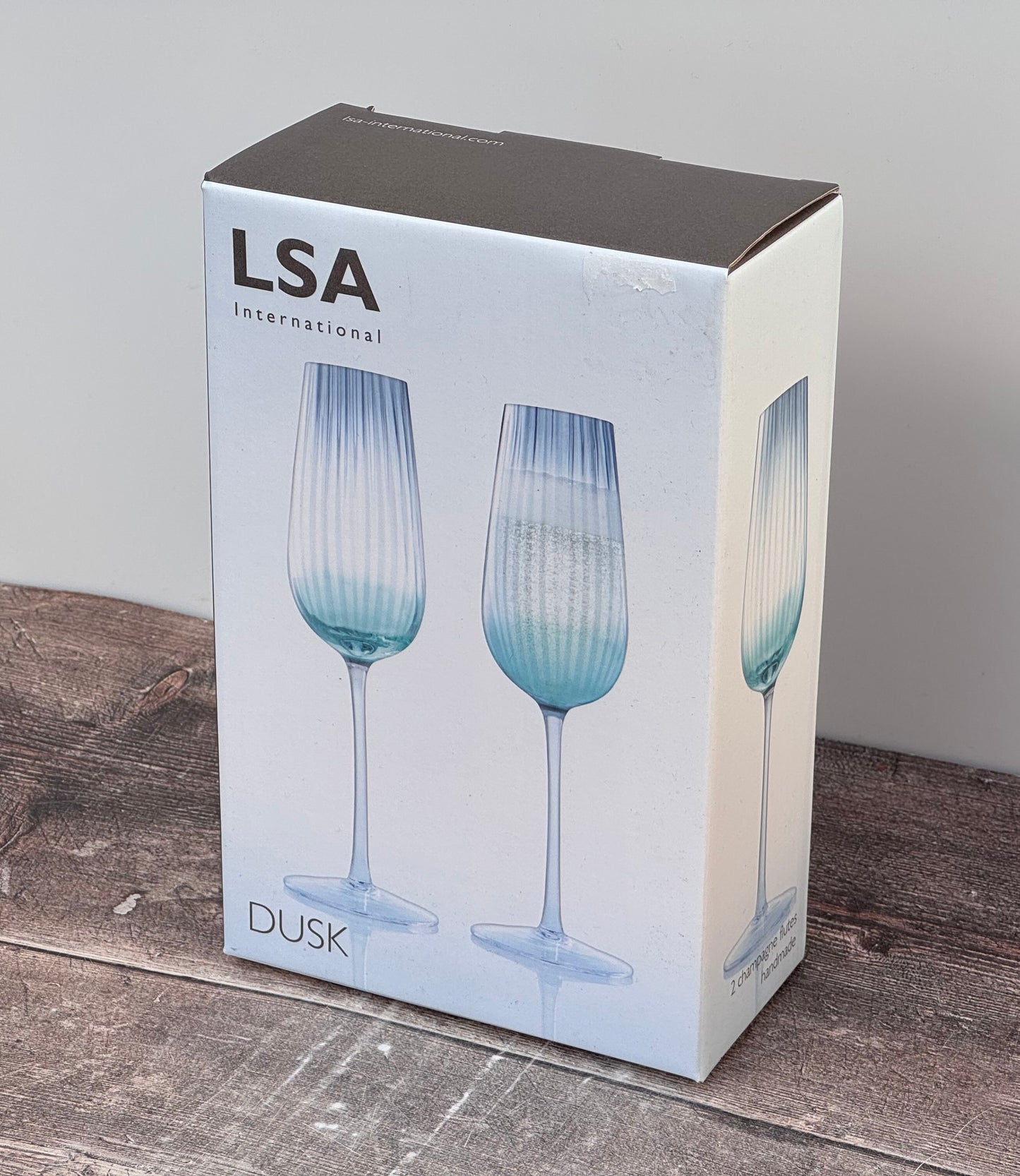 LSA Dusk Green Champagne Flutes, Set of 2