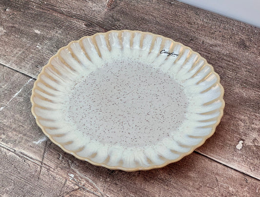 Sand Beige Scallop Edge Salad Plate, 22cm