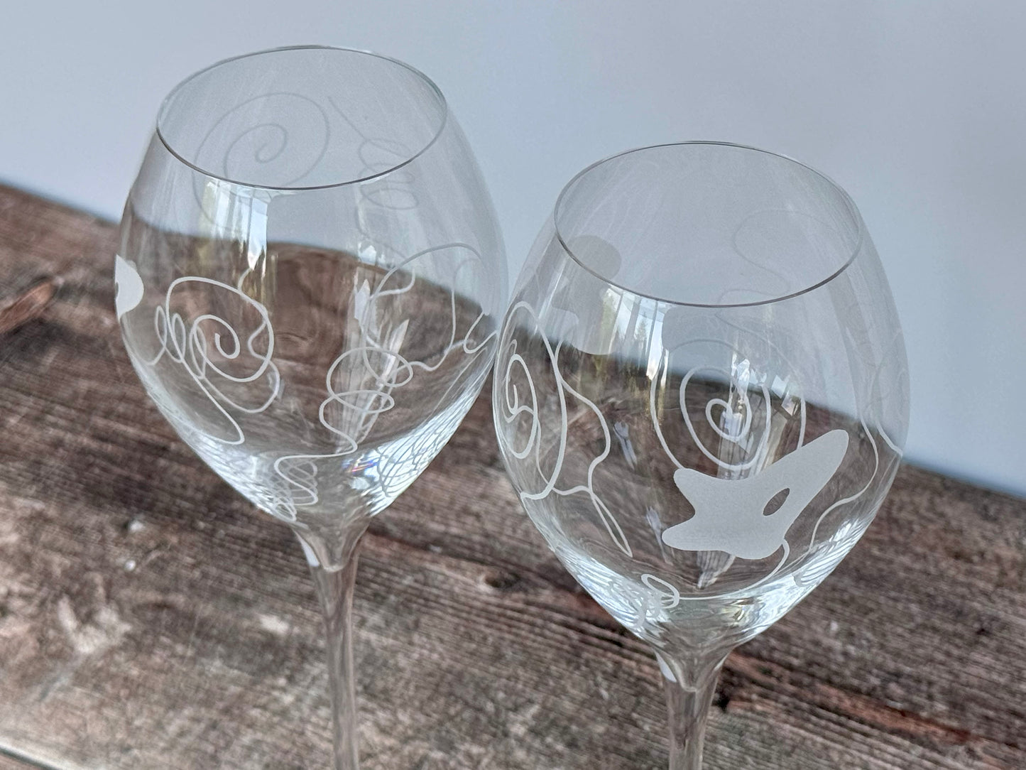 Pair of Perrier-Jouet Limited Edition Swirl Patterned Champagne Glasses