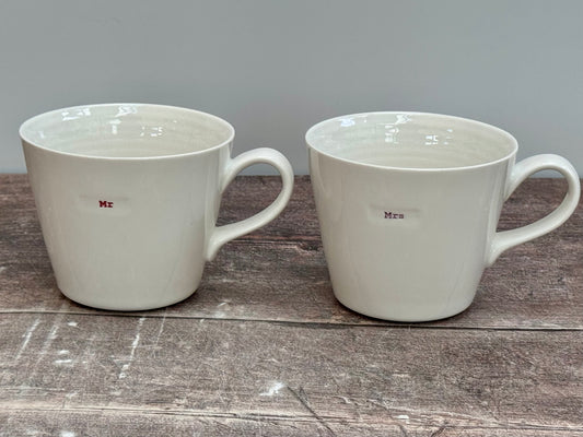 White ‘mr’ and ‘mrs’ Mugs, 350ml