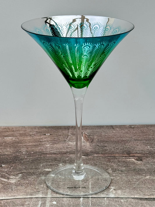 2 Peacock Cocktail Glasses