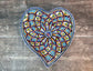 Dark Blue Patterned Heart Shaped Plate, 28cm