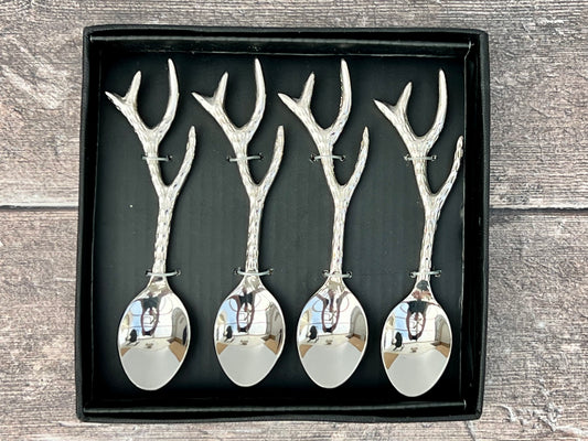 Set of 4 Stag Antler Handle Tea Spoons