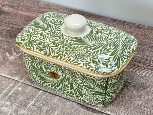 William Morris Larkspur Green Leaf Patterned Butter Dish