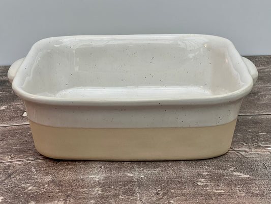 White and Cream Square Baking Dish, 24cm